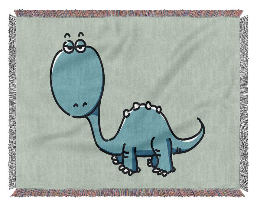 Dinosaur Not Impressed Baby Blue Woven Blanket