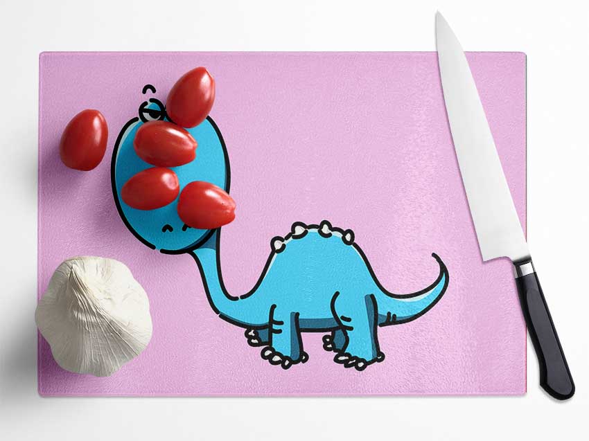 Dinosaur Not Impressed Pink Glass Chopping Board