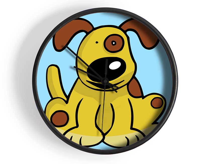 Dog Cartoon Tail Baby Blue Clock - Wallart-Direct UK