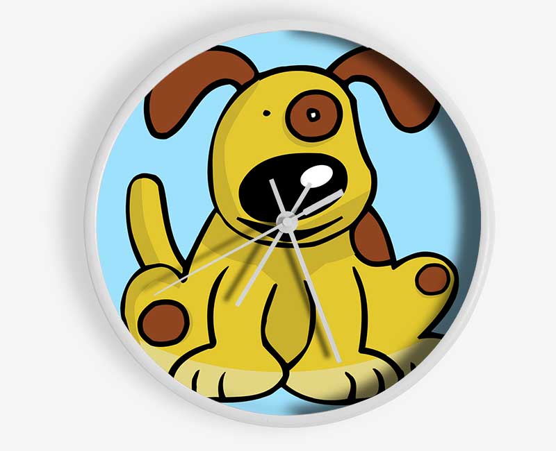 Dog Cartoon Tail Baby Blue Clock - Wallart-Direct UK