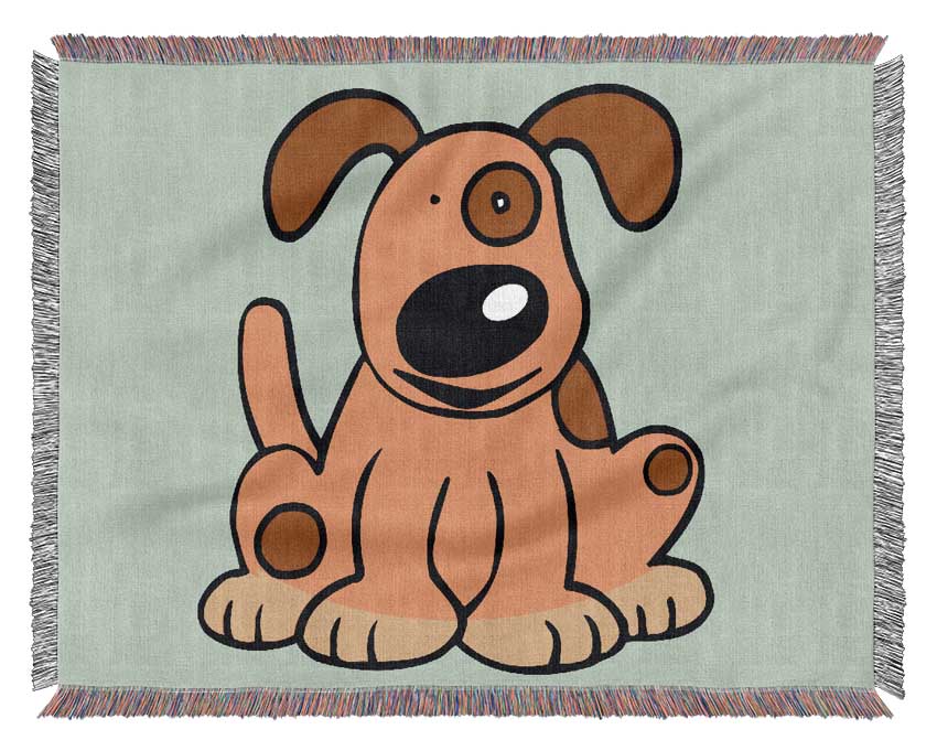 Dog Cartoon Tail Baby Blue Woven Blanket