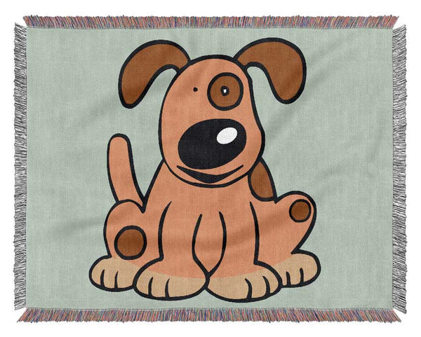 Dog Cartoon Tail Baby Blue Woven Blanket