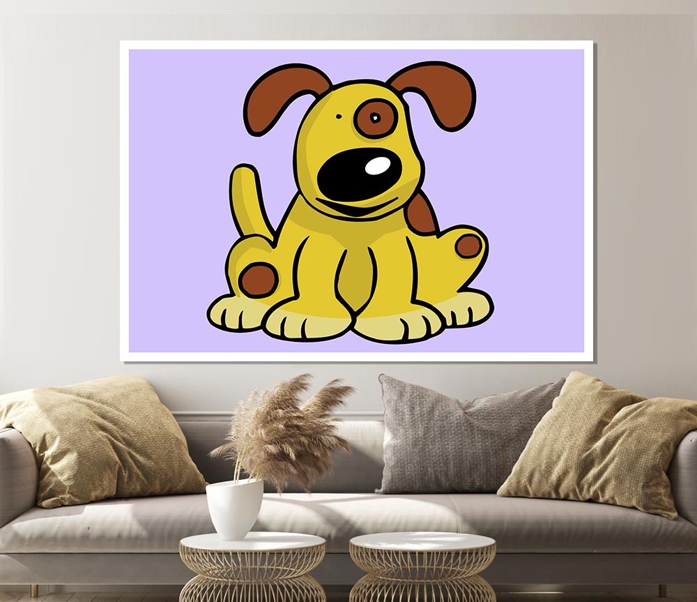 Dog Cartoon Tail Lilac Print Poster Wall Art