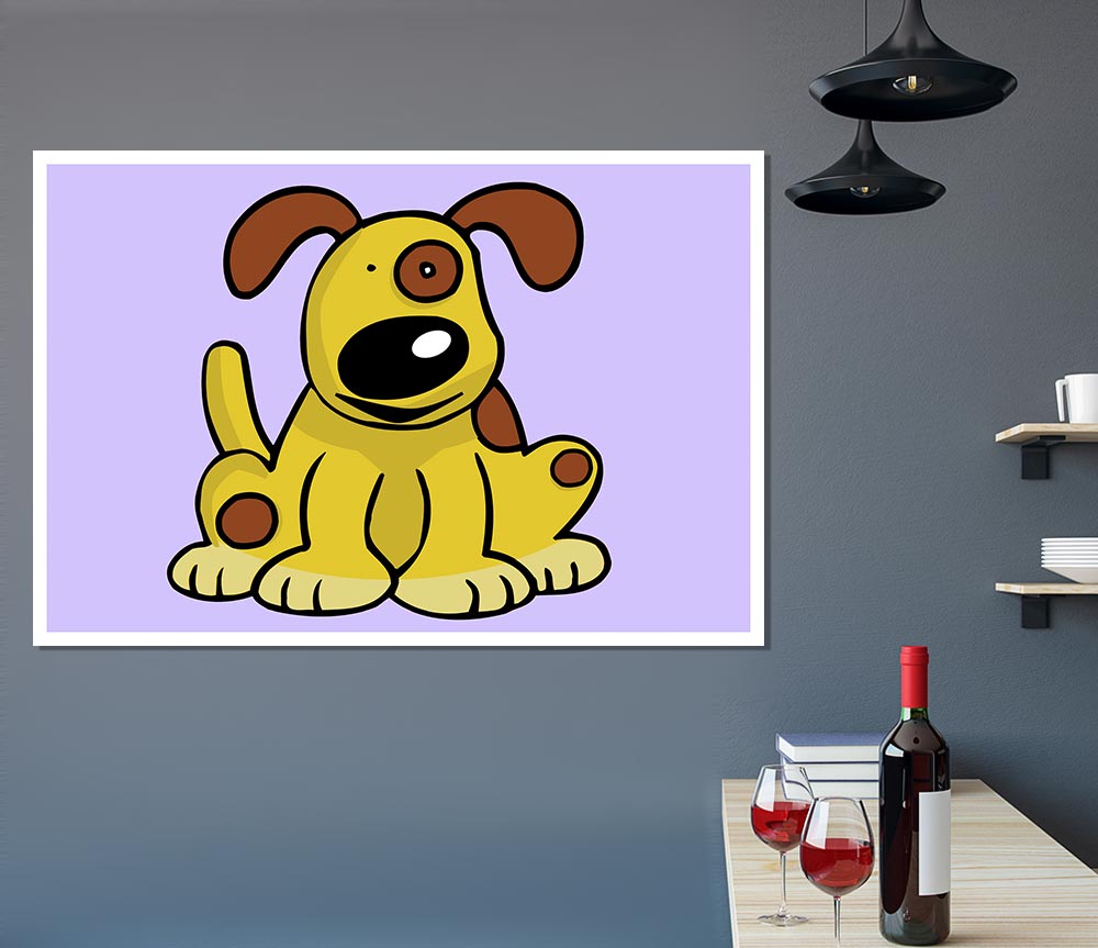 Dog Cartoon Tail Lilac Print Poster Wall Art