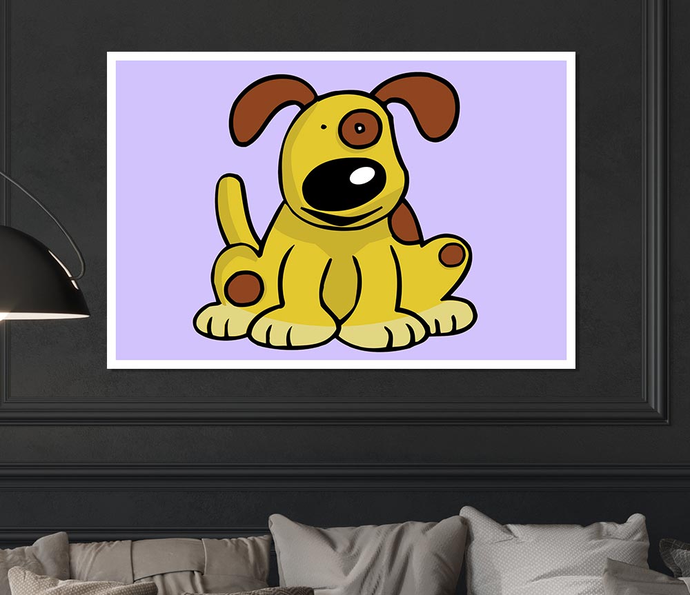 Dog Cartoon Tail Lilac Print Poster Wall Art