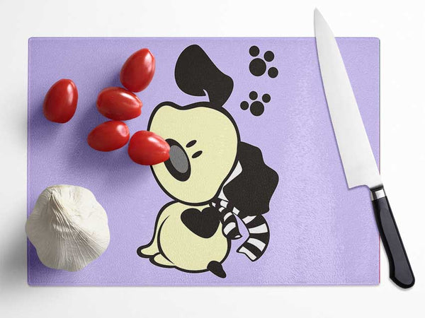 Dog Paw Print Scarf Lilac Glass Chopping Board