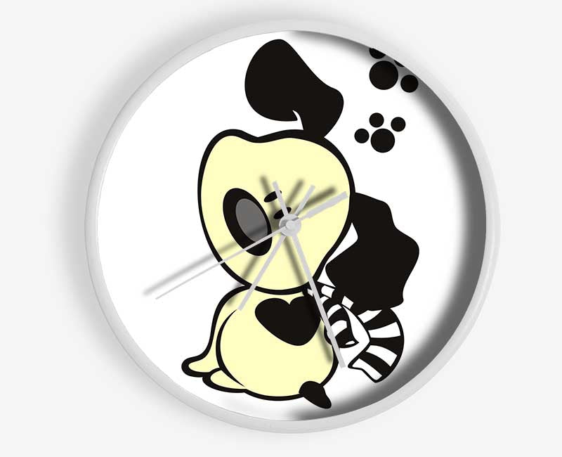 Dog Paw Print Scarf White Clock - Wallart-Direct UK