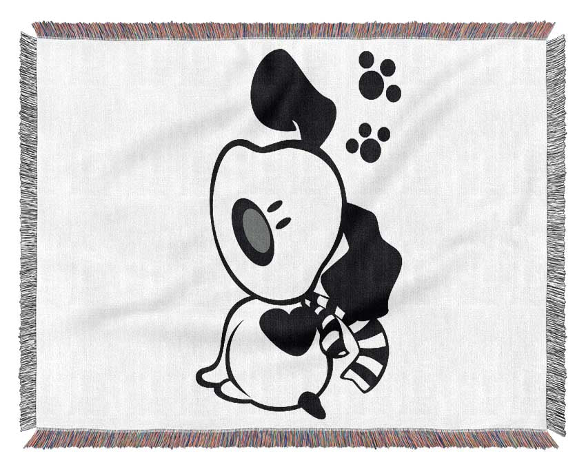 Dog Paw Print Scarf White Woven Blanket