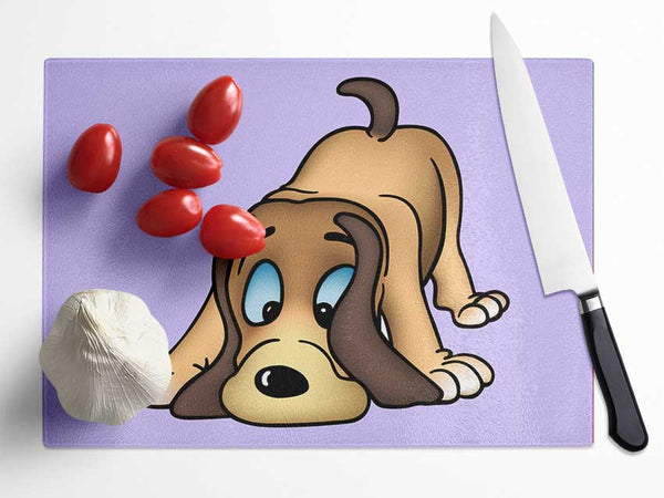 Dog Sniffing Lilac Glass Chopping Board