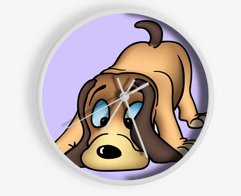 Dog Sniffing Lilac Clock - Wallart-Direct UK