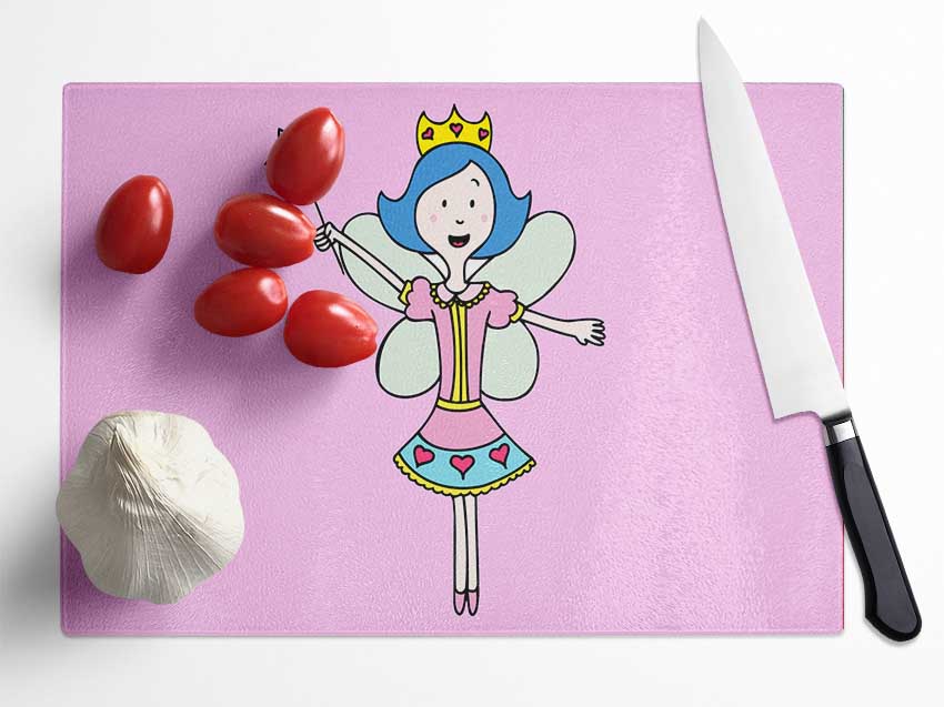 Fairy Princess Pink Glass Chopping Board