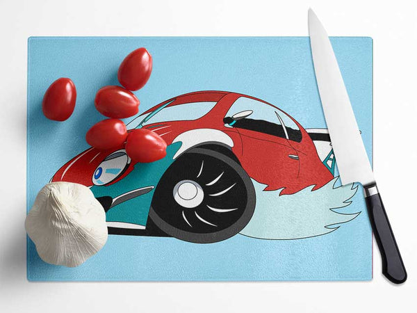 Fast Racecar Baby Blue Glass Chopping Board