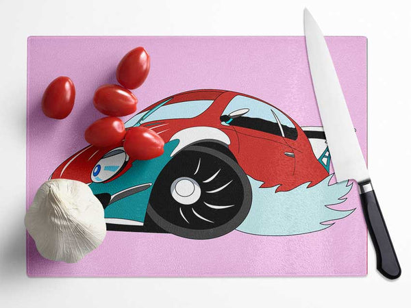 Fast Racecar Pink Glass Chopping Board