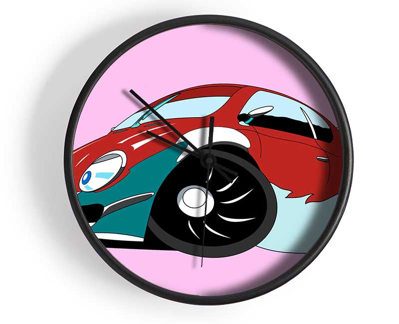 Fast Racecar Pink Clock - Wallart-Direct UK