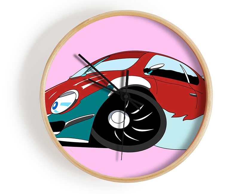 Fast Racecar Pink Clock - Wallart-Direct UK