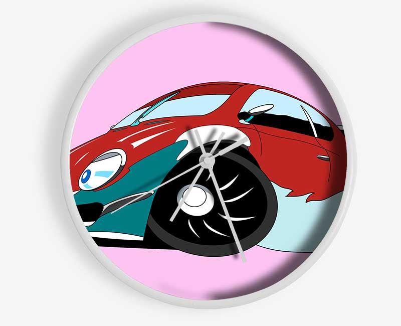 Fast Racecar Pink Clock - Wallart-Direct UK