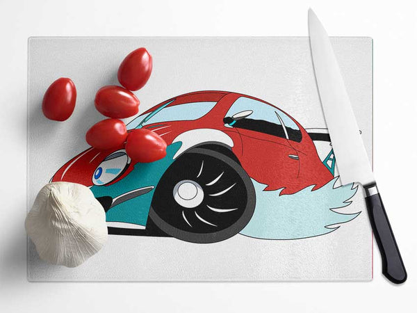 Fast Racecar White Glass Chopping Board