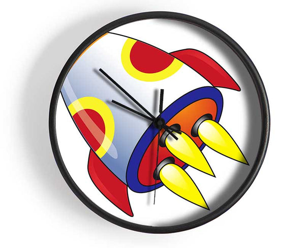 Flying Rocket Ship White Clock - Wallart-Direct UK