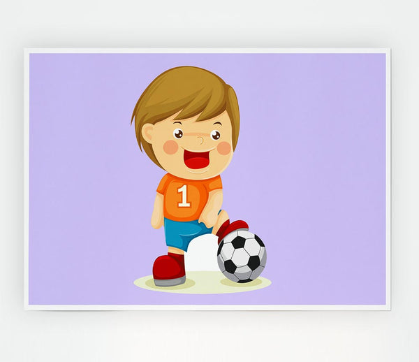 Footballer Standing On Ball Lilac Print Poster Wall Art