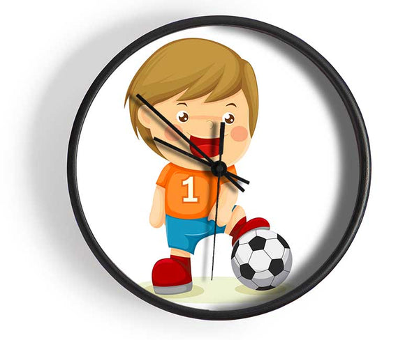 Footballer Standing On Ball White Clock - Wallart-Direct UK