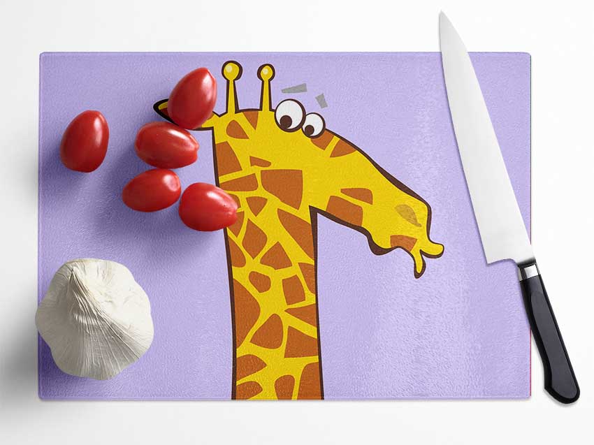 Funny Confused Zebra Lilac Glass Chopping Board