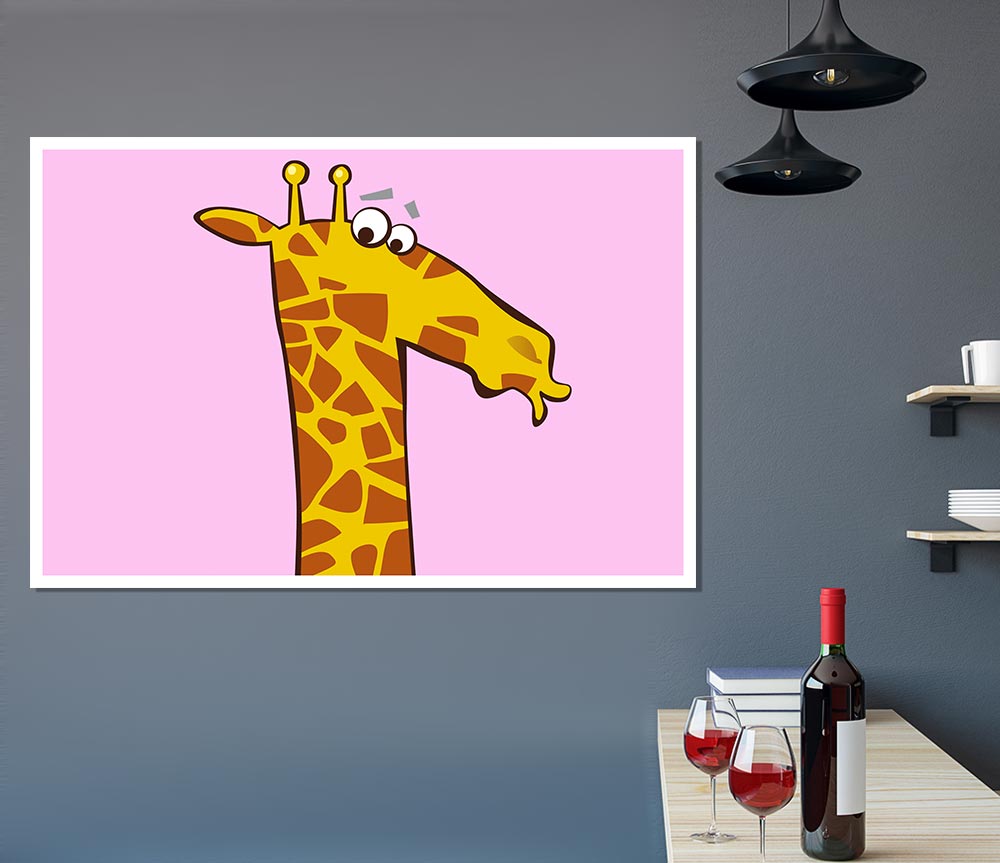 Funny Confused Zebra Pink Print Poster Wall Art