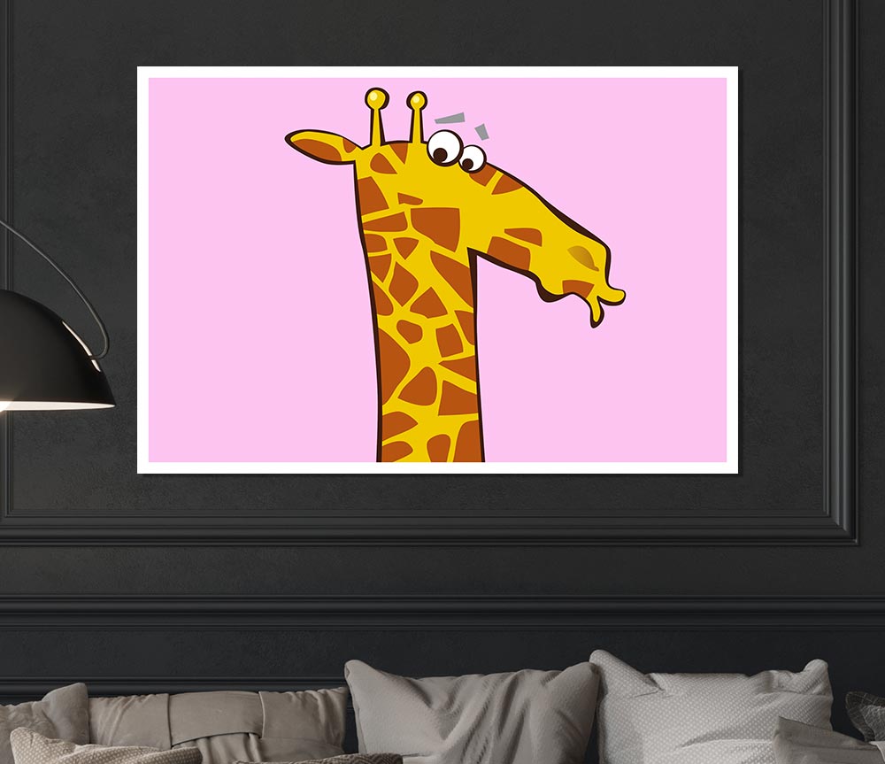 Funny Confused Zebra Pink Print Poster Wall Art