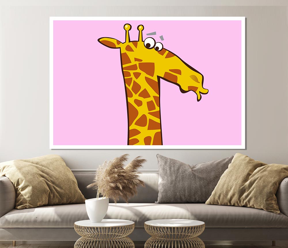 Funny Confused Zebra Pink Print Poster Wall Art