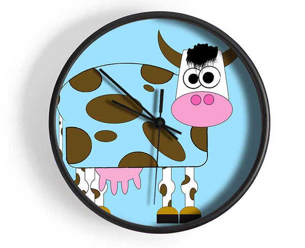 Funny Cow With Hair Baby Blue Clock - Wallart-Direct UK