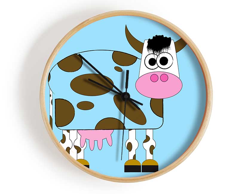 Funny Cow With Hair Baby Blue Clock - Wallart-Direct UK