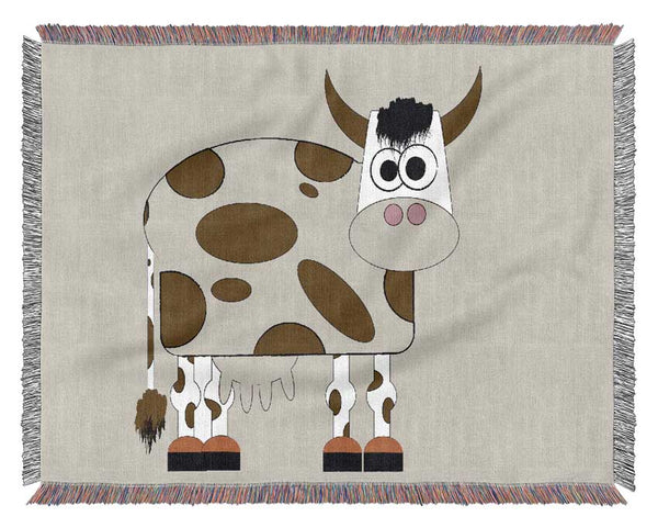 Funny Cow With Hair Lilac Woven Blanket