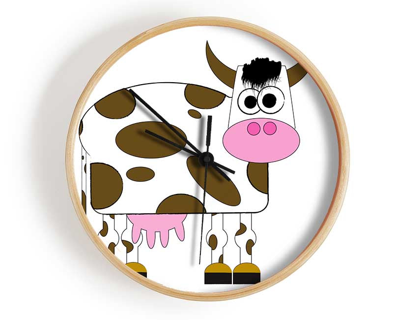 Funny Cow With Hair White Clock - Wallart-Direct UK