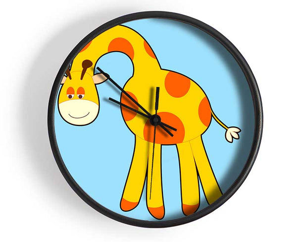 Funny Giraffe Looking Down Baby Blue Clock - Wallart-Direct UK