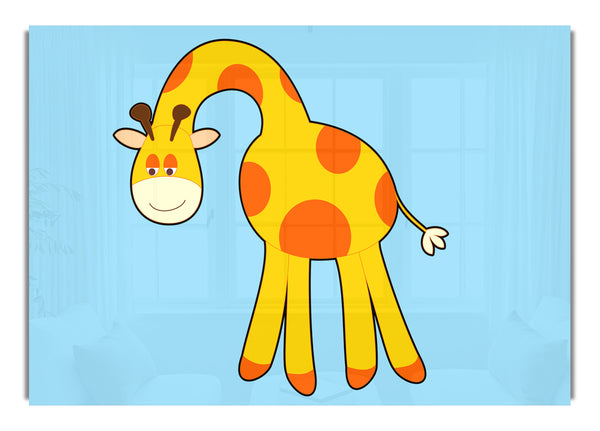 Lustige Giraffe Blick nach unten Baby Blau