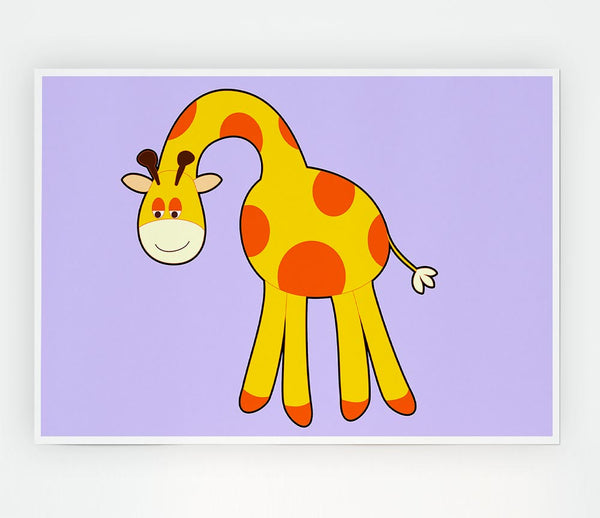 Funny Giraffe Looking Down Lilac Print Poster Wall Art