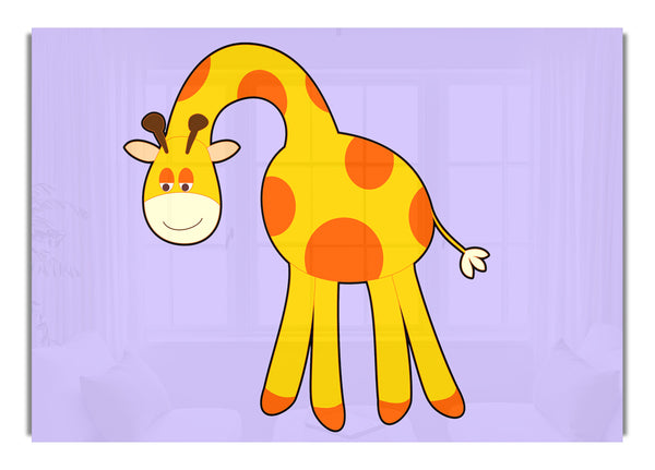 Lustige Giraffe schaut nach unten Lila