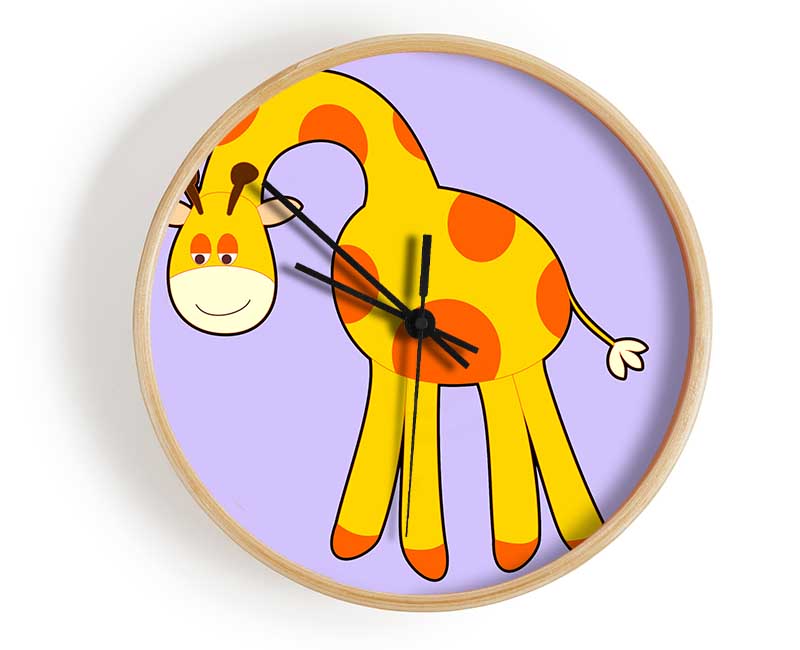 Funny Giraffe Looking Down Lilac Clock - Wallart-Direct UK