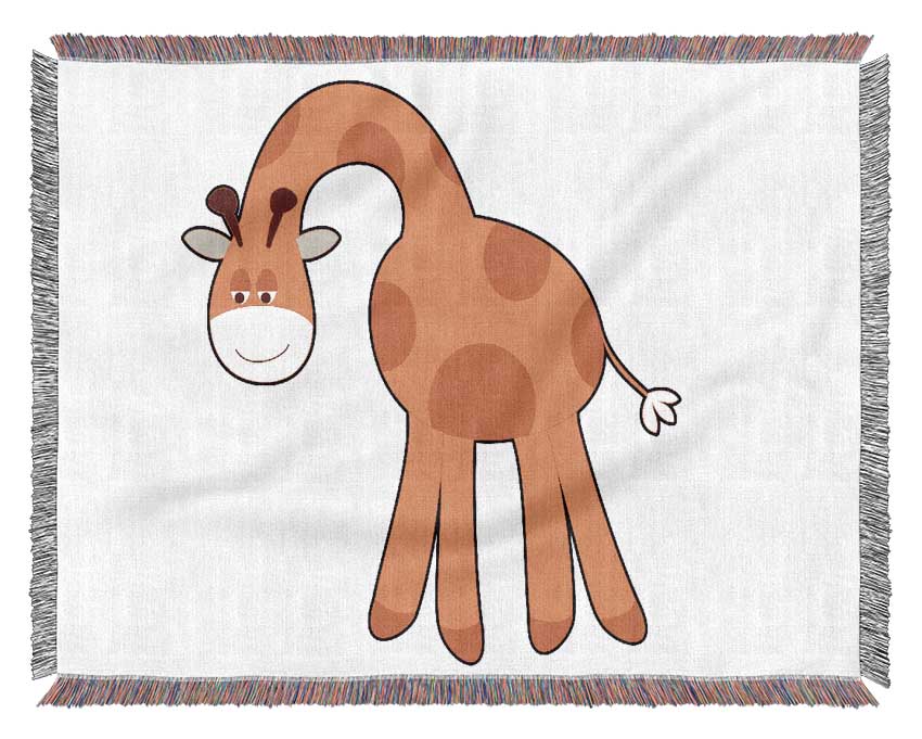 Funny Giraffe Looking Down Pink Woven Blanket