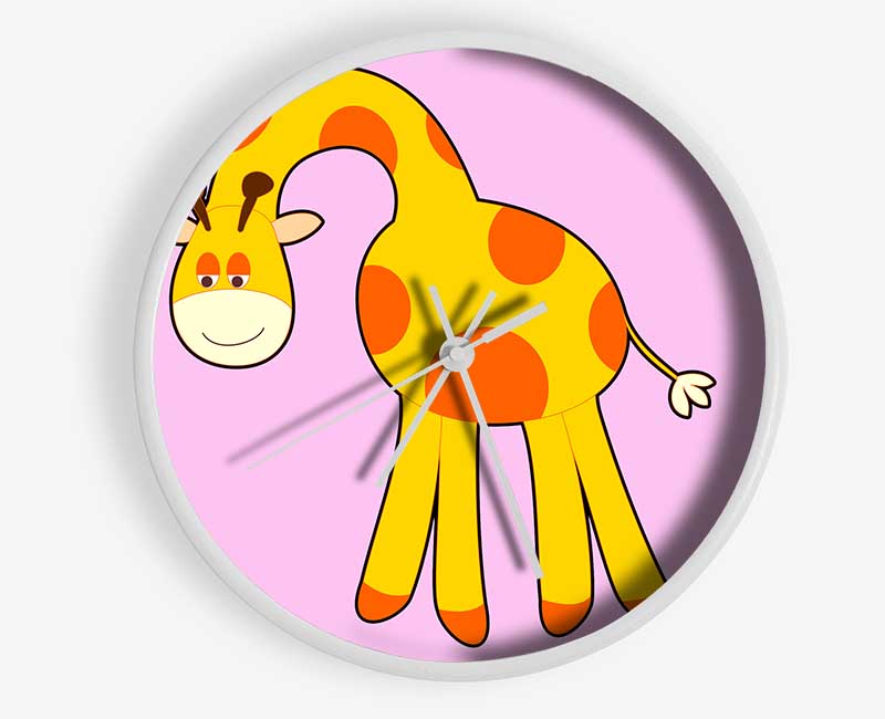 Funny Giraffe Looking Down Pink Clock - Wallart-Direct UK