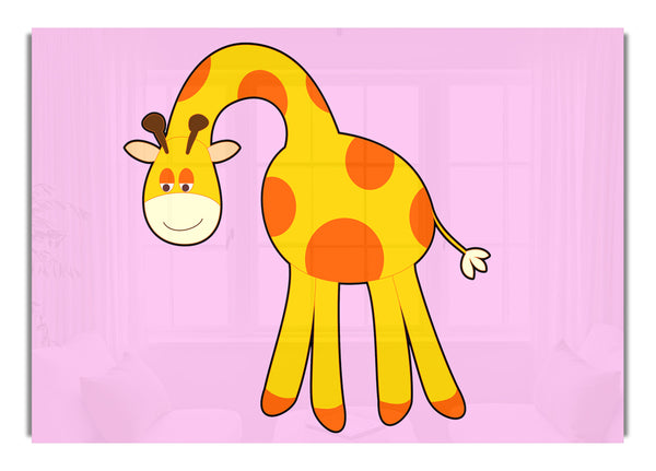 Lustige Giraffe schaut nach unten Rosa