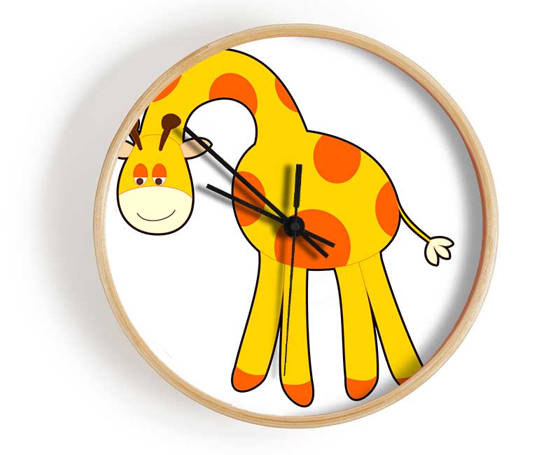 Funny Giraffe Looking Down White Clock - Wallart-Direct UK