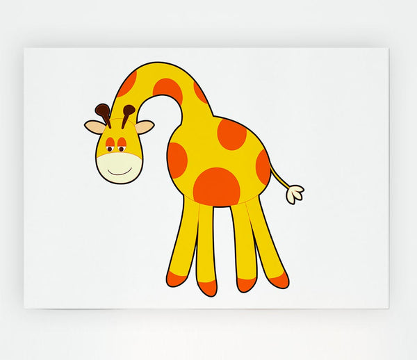 Funny Giraffe Looking Down White Print Poster Wall Art