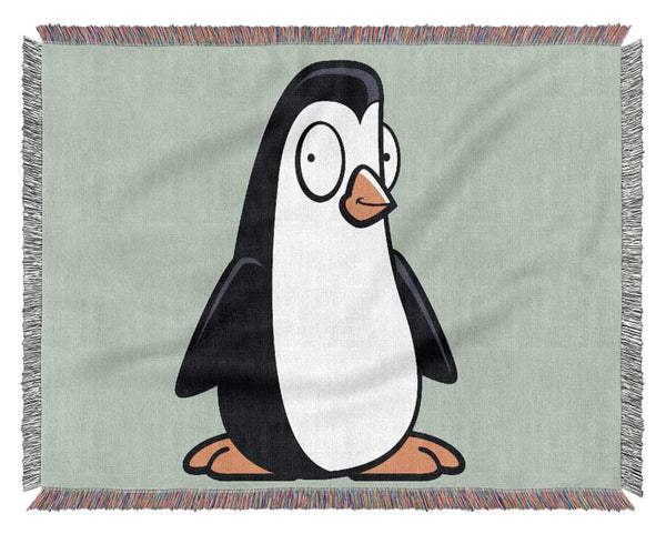 Funny Penguin Baby Blue Woven Blanket