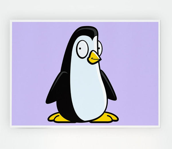 Funny Penguin Lilac Print Poster Wall Art