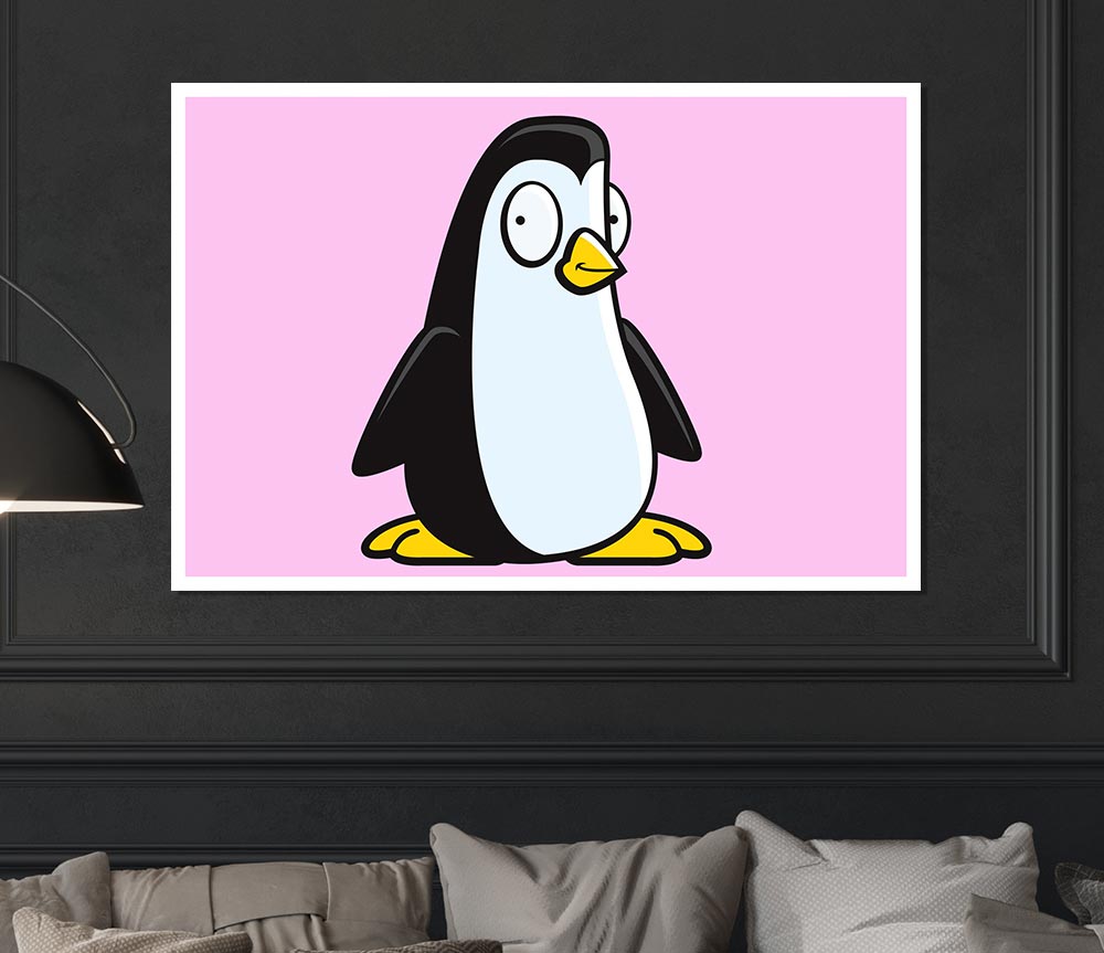 Funny Penguin Pink Print Poster Wall Art