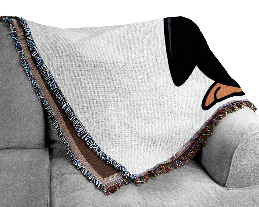 Funny Penguin Pink Woven Blanket