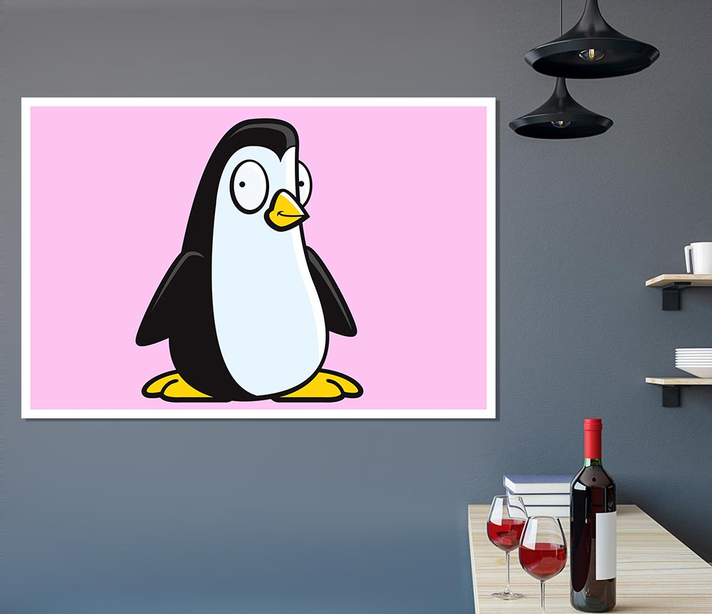 Funny Penguin Pink Print Poster Wall Art