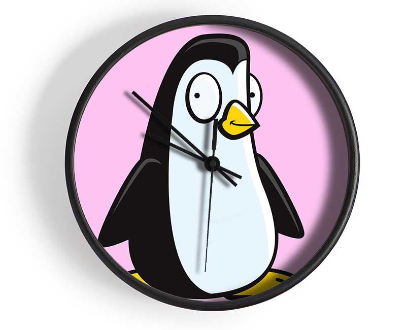 Funny Penguin Pink Clock - Wallart-Direct UK