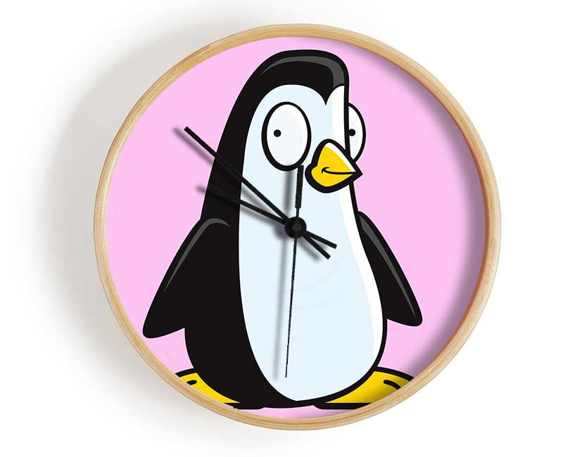 Funny Penguin Pink Clock - Wallart-Direct UK