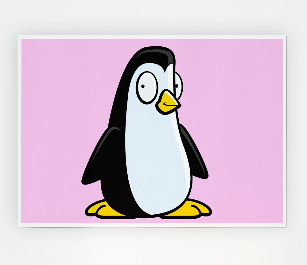 Funny Penguin Pink Print Poster Wall Art